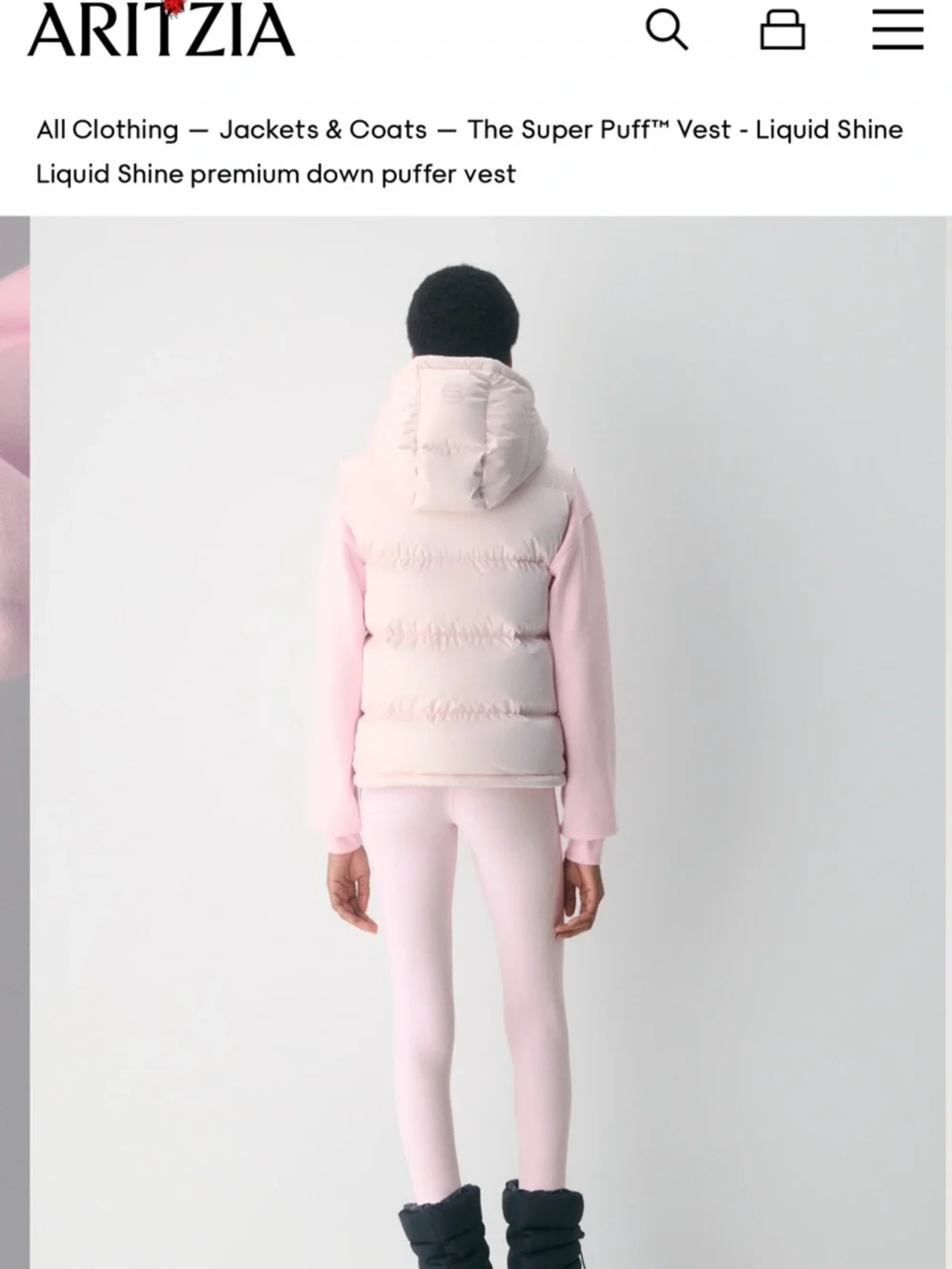 Aritzia Super Puff Vest in Light Pink - Picture 3 of 4